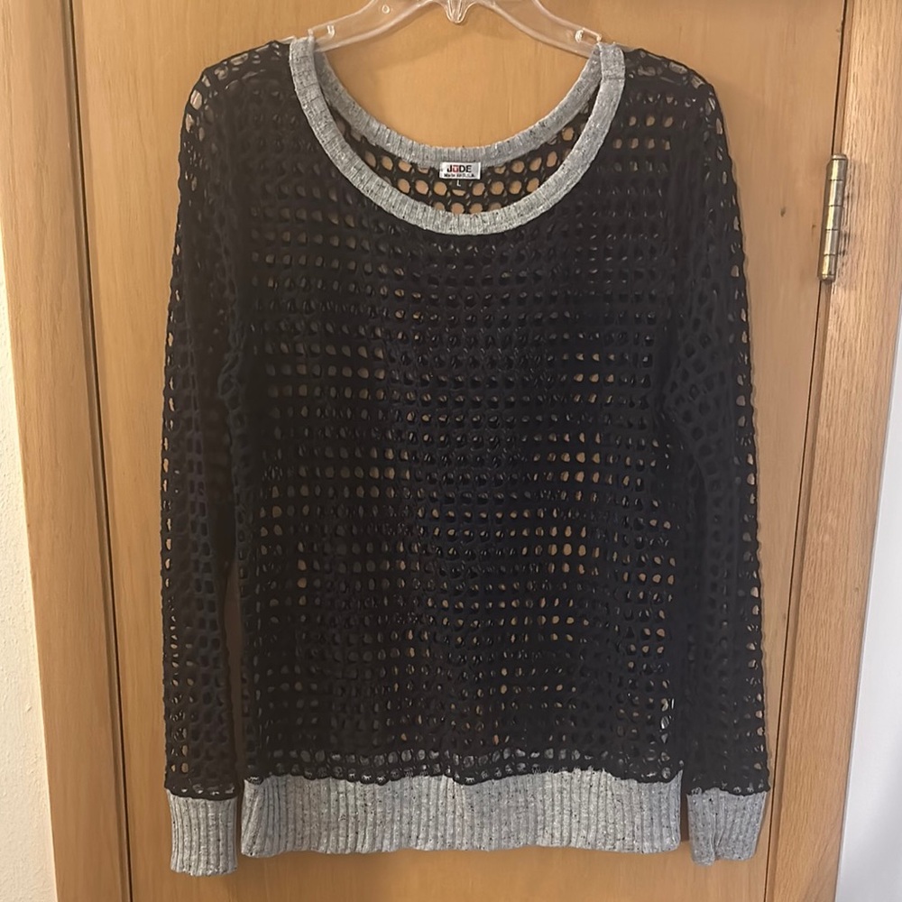 Jude Women’s Made in USA Mesh Sweater Top Navy Blue Size Large